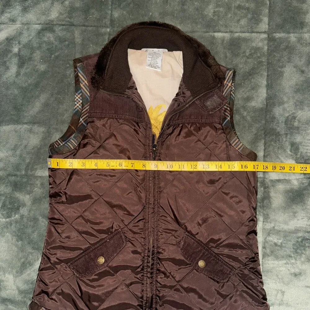Cabi Puffer Vest Women's Small Brown Lined Quilted Pockets Vintage Boho‎ Cottage